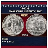 1942-s Walking Liberty Half Dollar 50c Grades ms66