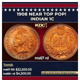 1908 Indian Cent Near Top Pop! 1c ms67 rd SEGS