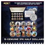 15 Coin Thanksgiving Day Parade JFK Half Dollar Se