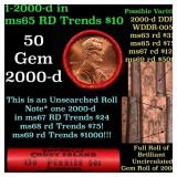 BU Shotgun Lincoln 1c roll, 2000-d 50 pcs Bank Wra