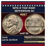 1973-p Jefferson Nickel TOP POP! 5c ms67 5fs SEGS