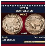 1917-d Buffalo Nickel 5c ms65 SEGS