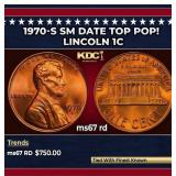 1970-s Sm Date Lincoln Cent TOP POP! 1c ms67 rd SE