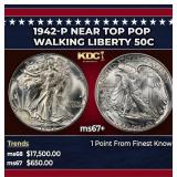 1942-p Walking Liberty Half Dollar Near Top Pop 50