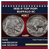 1935-p Buffalo Nickel TOP POP! 5c ms68+ SEGS