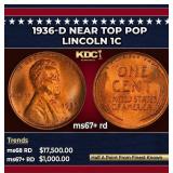 1936-d Lincoln Cent Near Top Pop 1c ms67+ rd SEGS
