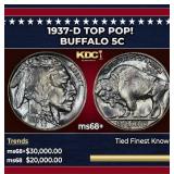 1937-d Buffalo Nickel TOP POP! 5c ms68+ SEGS