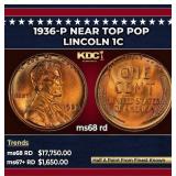 1936-p Lincoln Cent Near Top Pop 1c ms68 rd SEGS