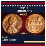 1935-s Lincoln Cent 1c Grades ms66 rd