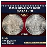1921-p Morgan Dollar Near Top Pop! $1 ms66+ SEGS