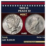 1923-d Peace Dollar $1 ms65 SEGS