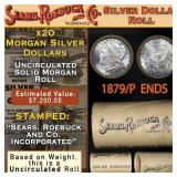 SEARS 20 Coin Morgan Silver Dollar $1 Roll Unc 187