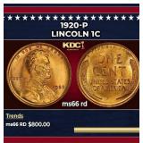 1920-p Lincoln Cent 1c Grades ms66 rd