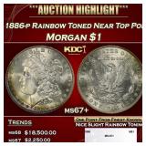 1886-p Morgan Dollar Rainbow Toned Near Top Pop $1
