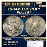 1934-p Peace Dollar TOP POP! $1 ms67 SEGS