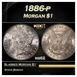 1886-p Morgan Dollar $1 Grades ms62