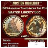 1883 Proof Seated Half Dollar Rainbow Toned Near T