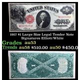 1917 $1 Large Size Legal Tender Note Grades Select