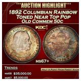 1892 Columbian Old Commem Half Dollar Rainbow Tone