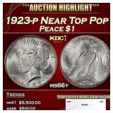 1923-p Peace Dollar Near Top Pop $1 ms66+ SEGS