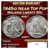 1945-d Walking Liberty Half Dollar Near Top Pop 50