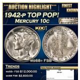 1942-p Mercury Dime TOP POP! 10c ms68+ FSB SEGS