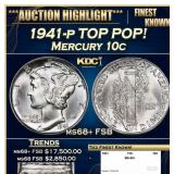 1941-p Mercury Dime TOP POP! 10c ms68+ FSB SEGS