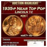 1935-p Lincoln Cent Near Top Pop 1c ms67+ rd SEGS