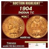 1904 Indian Cent . 1c ms66 rd SEGS