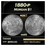 1880-p Morgan Dollar $1 Grades ms65