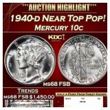 1940-d Mercury Dime Near Top Pop! 10c ms68 FSB SEG
