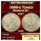 1886-o Morgan Dollar Toned $1 ms62 USCG