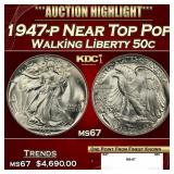 1947-p Walking Liberty Half Dollar Near Top Pop 50