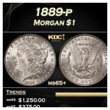 1889-p Morgan Dollar $1 Grades ms65+