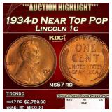 1934-d Lincoln Cent Near Top Pop 1c ms67 rd SEGS