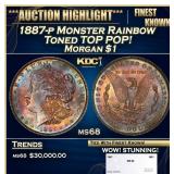 1887-p Morgan Dollar Monster Rainbow Toned TOP POP