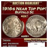 1916-s Buffalo Nickel Near Top Pop! 5c ms66+ SEGS