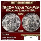 1942-p Walking Liberty Half Dollar Near Top Pop 50