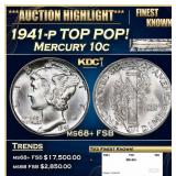 1941-p Mercury Dime TOP POP! 10c ms68+ FSB SEGS