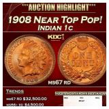 1908 Indian Cent Near Top Pop! 1c ms67 rd SEGS