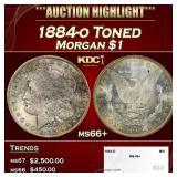 1884-o Morgan Dollar Toned $1 ms66+ SEGS