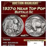 1937-d Buffalo Nickel Near Top Pop 5c ms67+ SEGS