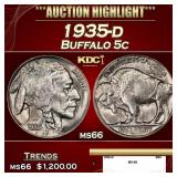 1935-d Buffalo Nickel 5c ms66 SEGS