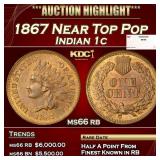 1867 Indian Cent Near Top Pop 1c ms66 rb SEGS