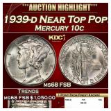 1939-d Mercury Dime Near Top Pop! 10c ms68 FSB SEG