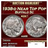1938-d Buffalo Nickel Near Top Pop 5c ms68 SEGS