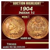 1904 Indian Cent . 1c ms66 rd SEGS