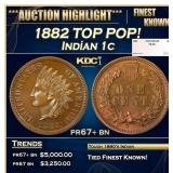 1882 Proof Indian Cent TOP POP! 1c pr67+ bn SEGS