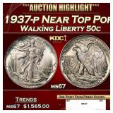 1937-p Walking Liberty Half Dollar Near Top Pop 50