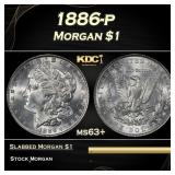 1886-p Morgan Dollar $1 Grades ms63+